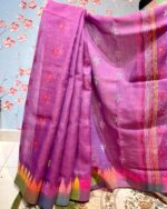 Shiuli Floral Dual-Tone Pink Monipuri Saree - Image 2